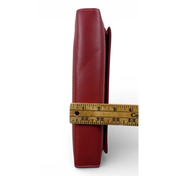 Franklin Covey Day One Red Classic Leather 7 Ring Planner Retractable Handles